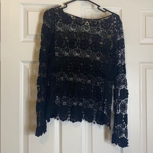 Black Lace Long Sleeve Top